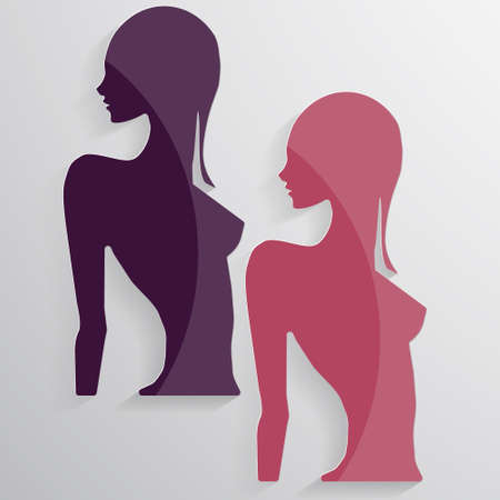 3D shapes, girl model purpleのイラスト素材