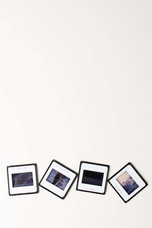 Photography transparencies on white with copy space.の写真素材