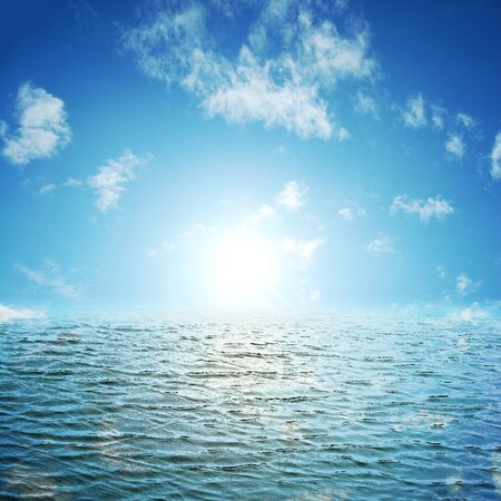Sea and sky and Sunの写真素材