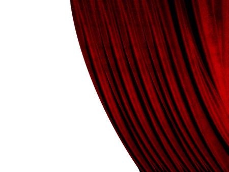 Red velvet curtain on a white background. 3d render illustration.の写真素材