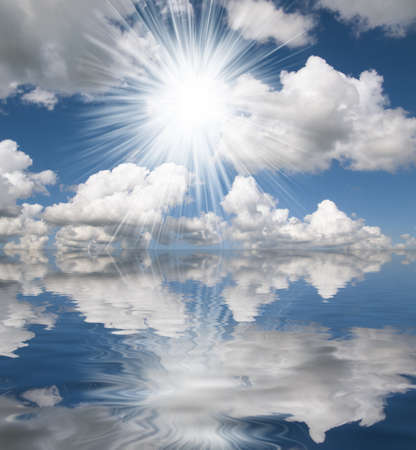 sun,sea and clouds with refelection
