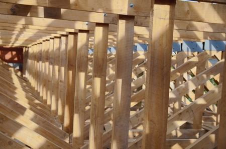 new home currently under construction roofwooden working