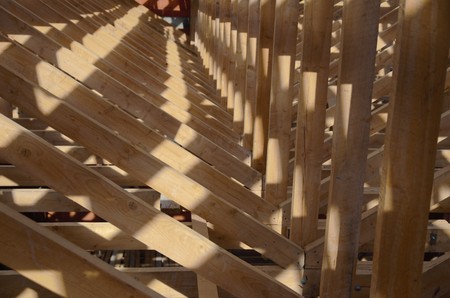 new home currently under construction roofwooden workingの写真素材