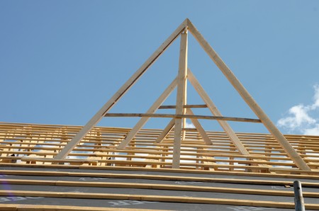 new home currently under construction roofwooden workingの写真素材