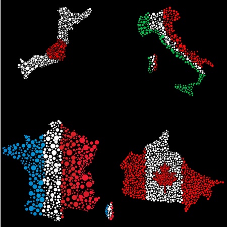 In drawing four cards of the countries of the world executed ellipses are represented.のイラスト素材