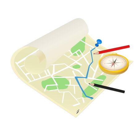 The figure is a map of the city and the objects on this topic のイラスト素材