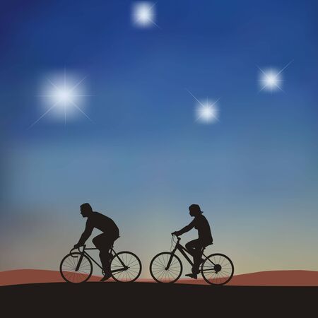  the figure shows the cyclists on a dark background のイラスト素材
