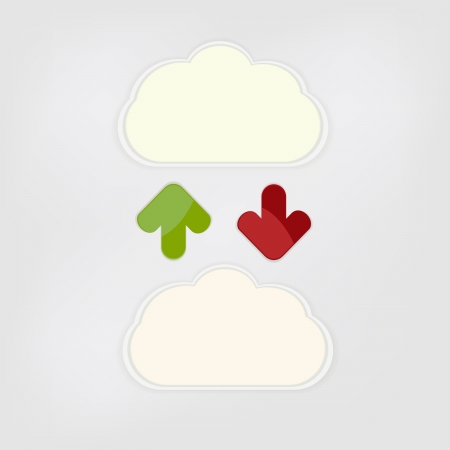 Vector abstract background composed of clouds over white with arrows.のイラスト素材