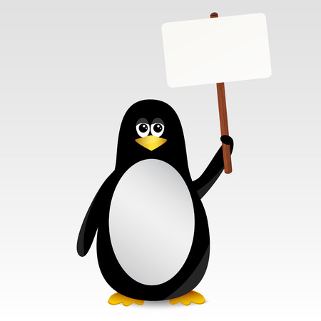 Penguin with a signのイラスト素材
