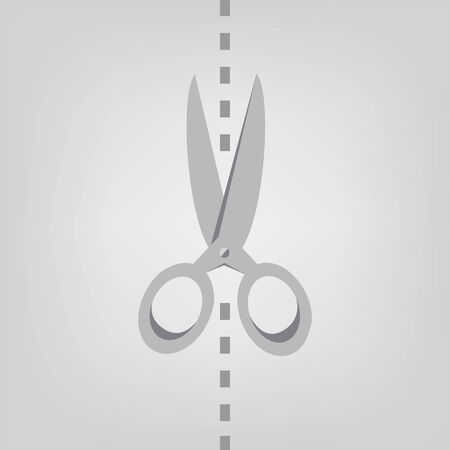 Scissors with cut lines icon on grey backgroundのイラスト素材