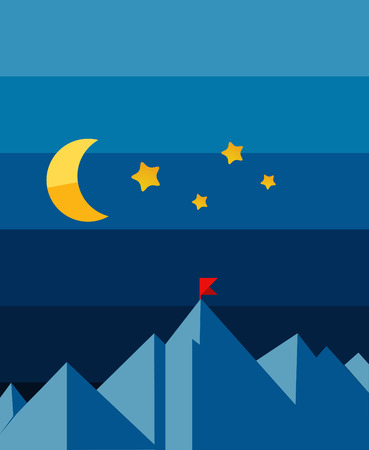 Mountains abstract with nicht sky. Vector eps10 illustration.のイラスト素材