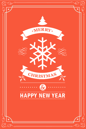 Christmas party invitation retro typography and design decoration. Christmas holidays flyer or poster design. Vector illustrationのイラスト素材