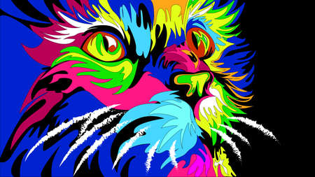 Cat abstraction.cat face close to colorful eyesのイラスト素材