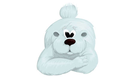 Teddy bear vector illustration in flat style. Bear toy with stars and place for your text. Template for a poster or greeting cards. Teddy bear image for birthday party or baby shower. Pastel colors.のイラスト素材