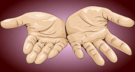 Vector illustration. Hands palms up.