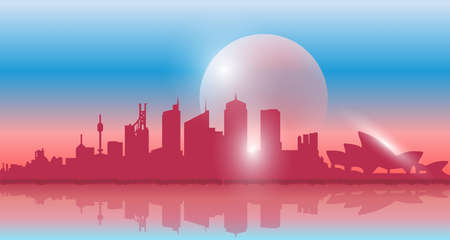 Colorful Sydney in the early hoursのイラスト素材