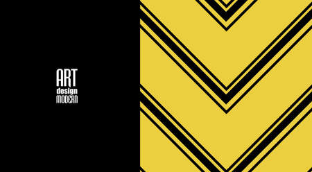 Abstract flyer or book cover design with yellow, orange and black zig-zag pattern background and...