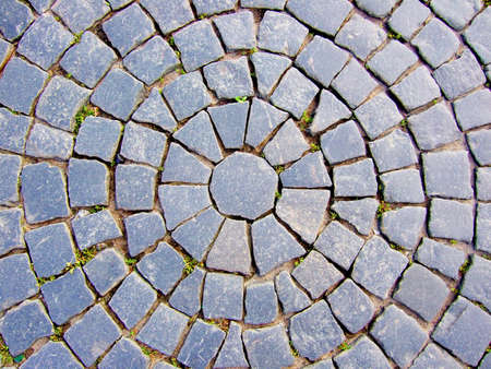 Abstract photo of the area from stones in the form of the sun.の写真素材