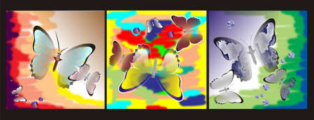 Beautiful picture with the image of multi-coloured butterflies.の写真素材
