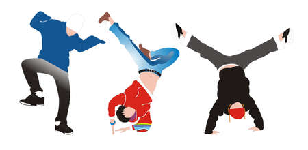 Three cool dancer posing on a white background.
