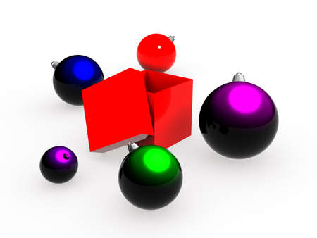 The image of New Year's toys near to a box.の写真素材