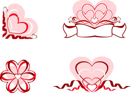 Ornaments in the form of hearts and an abstract flower to the Valentine's day.のイラスト素材