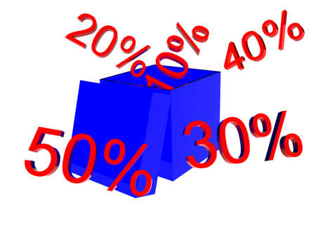 Percents out blue box, sales.の写真素材