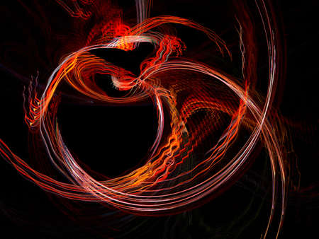 Abstract background from moving fires on black.の写真素材