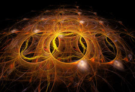 Abstract background with languages of a flame in the form of snakes in rings.の写真素材