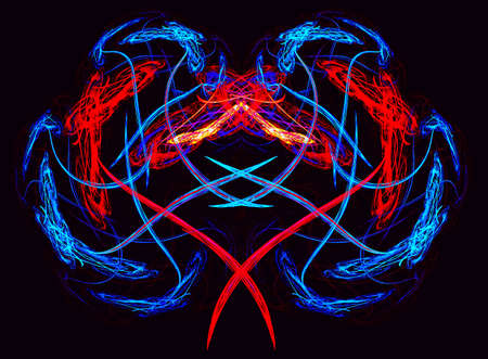 Abstract red heart from flashes of lightnings.の写真素材