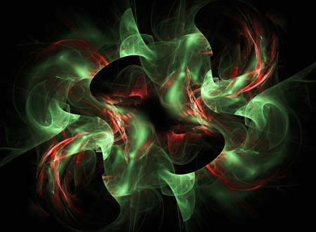 Abstract background with the image of wavy green and red lines.の写真素材