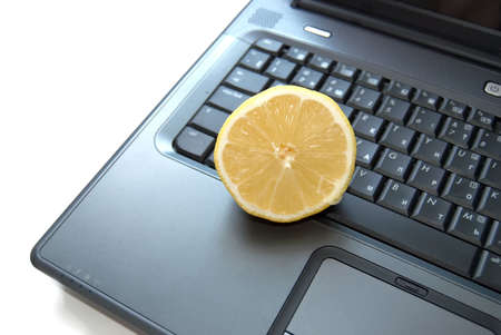 Lemon on a laptop.の写真素材