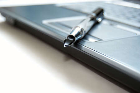 PC and pen.の写真素材