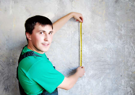 Young man in a builder uniform.の写真素材