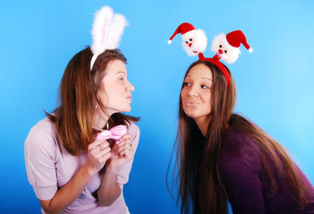 Two Christmas girls.の写真素材