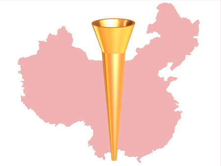 The image of sports competition fire on a background of a map of China.のeditorial素材