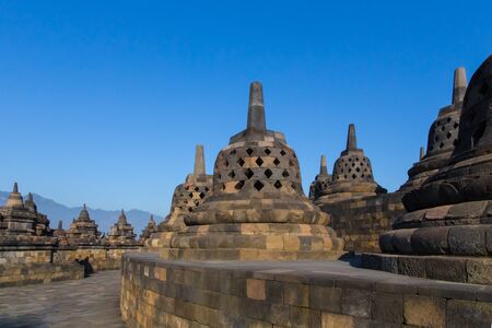 Ancient stupa Borobudur Temple in Indonesia on the island of Java