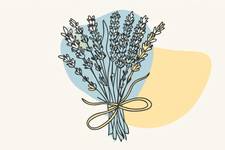 a bouquet of lavender flowers tied with a ribbonの素材