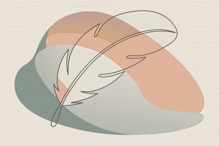 Feather on abstract background. Hand drawn sketch. Vector illustration.の素材