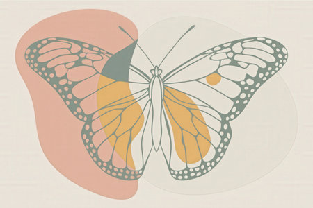 a butterfly with orange and green wingsの素材