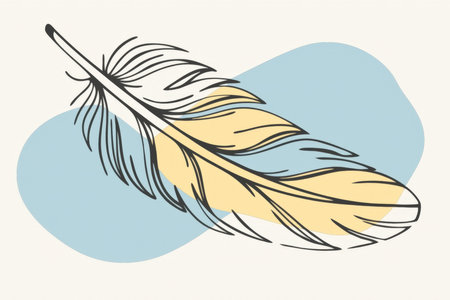 a yellow feather on a blue backgroundの素材