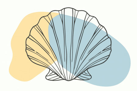 a seashell with a yellow backgroundの素材