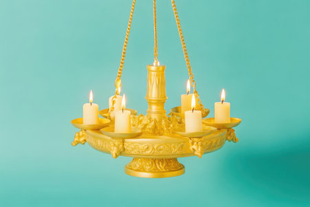 a chandelier with candles on itの素材
