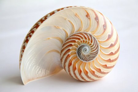 nautilus shell on a white background close-up macro photographyの素材