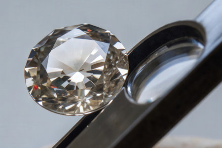 Close up of a diamond ring in a jeweler's shop.の素材