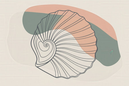 Seashells hand drawn in pastel colors. Vector illustration.の素材