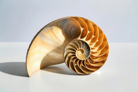 Nautilus shell on white background. Nautilus is a large seashellの素材