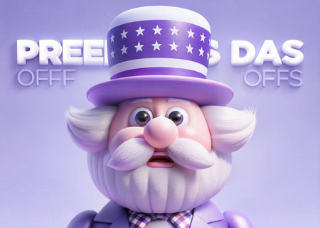 Patriotic 3D Illustration of a White Gnome with Uncle Sam's Hatの素材