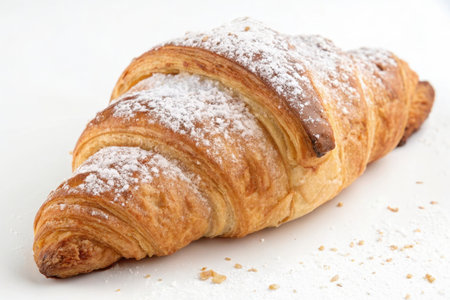 Freshly baked croissant on a white background, close upの素材