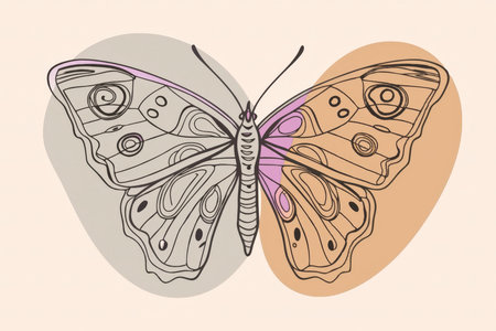 a butterfly with a pink and brown outlineの素材